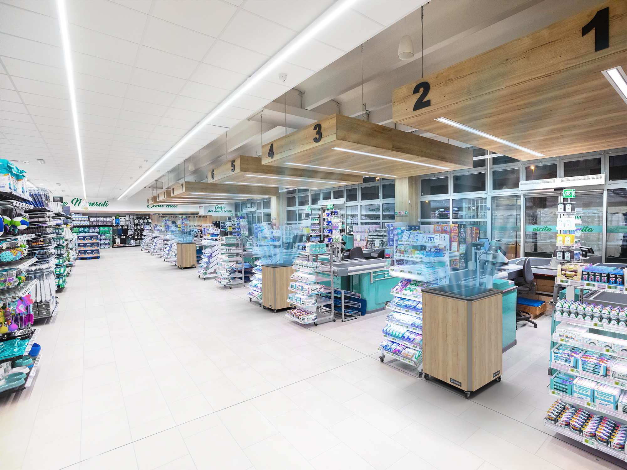 Luftklar air purifier in the checkout area in a supermarket 