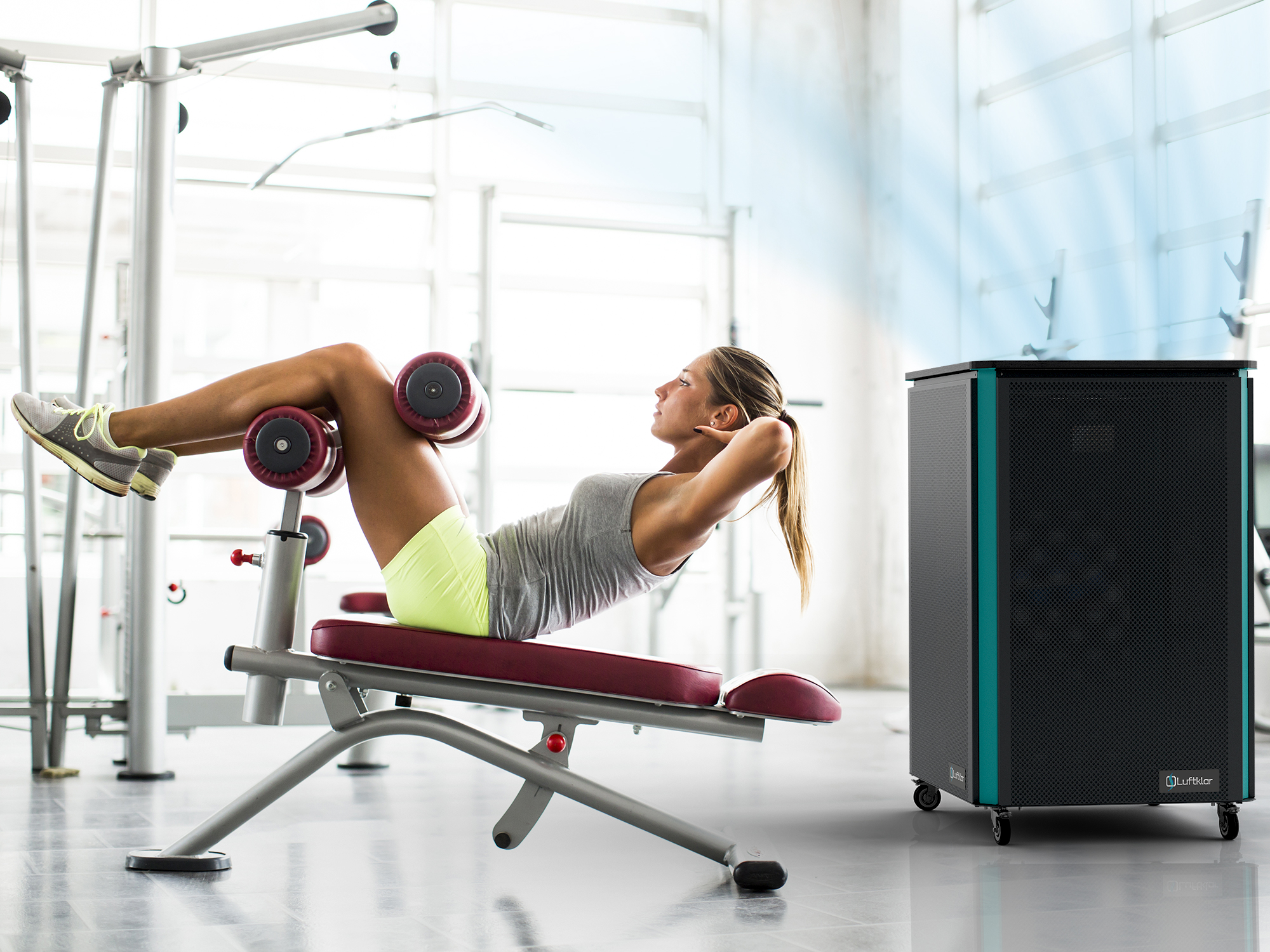 Luftklar air purifier in a gym 
